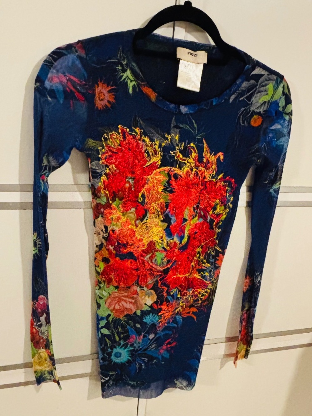 Fuzzi Mesh Top Royal Blue/Multi Embroidered Xsmall - Picture 2 of 7